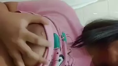 Big boobs cute girl in glasses showing topless body