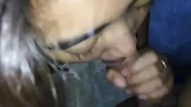 Newly married Indian wife giving blowjob