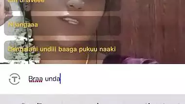 Telugu Chamet girl shows big laddoos on live chat