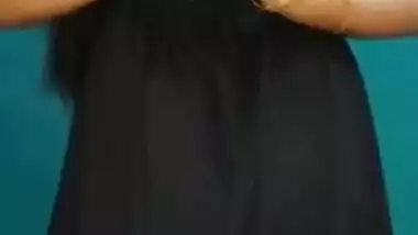 Husband is out of town so shameless Desi MILF makes XXX show with boobs